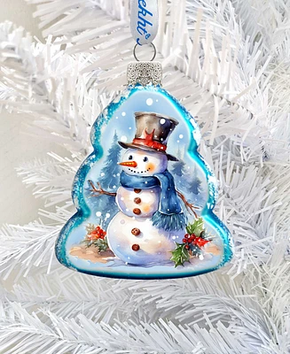 Designocracy Cheerful Snowman Keepsake Christmas Mercury Glass Ornaments G. DeBrekht