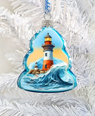 Designocracy Lighthouse Keepsake Christmas Mercury Glass Ornaments G. DeBrekht