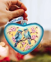 Designocracy Blooming Love Heart Christmas Mercury Glass Ornaments G. DeBrekht