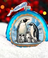 Designocracy A Love on Ice - Penguin's Family Rainbow Christmas Glass Ornaments G. DeBrekht