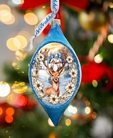 Designocracy Majestic Forest Deer Drop Holiday Mercury Glass Ornaments G. DeBrekht