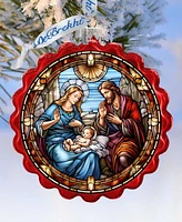 Designocracy Classic Holy Family Nativity Wreath Christmas Glass Ornaments G. DeBrekht