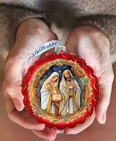 Designocracy Classic Holy Family Nativity Wreath Holiday Mercury Glass Ornaments G. DeBrekht