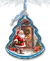 Designocracy Santa Knocking at the Door Tree Mercury Christmas Glass Ornaments G. DeBrekht