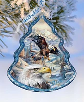 Designocracy The Land of the Free-American Eagle Tree Glass Christmas Ornaments G. DeBrekht