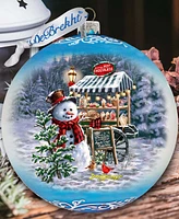 Designocracy Hot Cocoa Magic - Frosty Fun Lg Holiday Glass Collectible Ornament D. Gelsinger