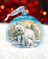 Designocracy Polar Bear with Cub Ball Holiday Mercury Glass Ornaments G. DeBrekht