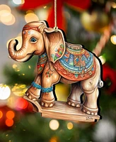 Designocracy Carousel Elephant Christmas Wooden Ornaments Holiday Decor G. DeBrekht