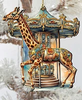 Designocracy Carousel Giraffe Christmas Wooden Ornaments Holiday Decor G. DeBrekht