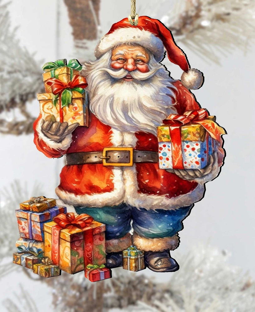 Designocracy Merry Delivery Santa Christmas Wooden Ornaments Holiday Decor G. DeBrekht
