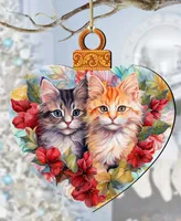 Designocracy Cute Kittens Christmas Wooden Ornaments Holiday Decor G. DeBrekht