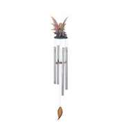 24" Long Peach Fairy with Baby Dragon Round Top Wind Chime
