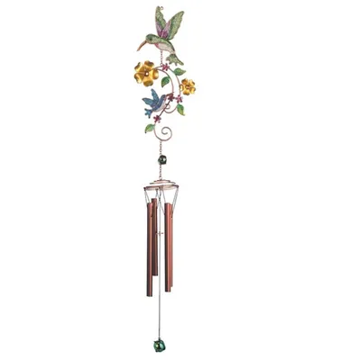 Fc Design 34" Long Hummingbird with Flower Suncatcher Wind Chime Home Decor Perfect Gift for House Warming, Holidays and Birthdays