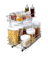 Smart Design Medium 2-Tier Pull Out Cabinet Shelf, 14" x 18-32"