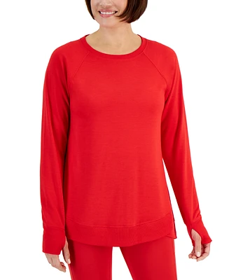Id Ideology Women's Active Butter French-Terry Long-Sleeve Thumbhole Tunic Top, Created for Macy's