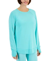 Id Ideology Women's Active Butter French-Terry Long-Sleeve Thumbhole Tunic Top, Created for Macy's