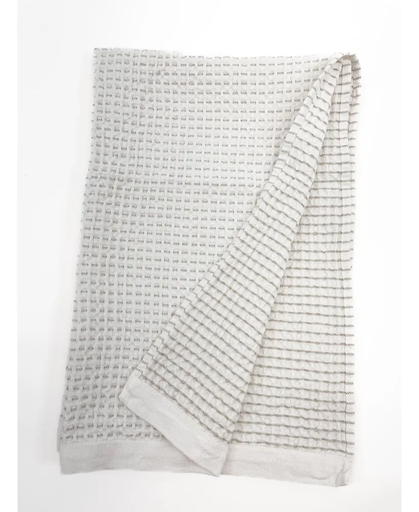 White Cross Dyed Cotton Waffle Bath Towel