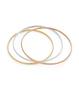 Bling Jewelry Set of 3 Tri-Color Stacking Bangle Bracelets Rose Gold Plated Sterling Silver