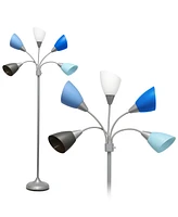 Simple Designs 5 Light Adjustable Gooseneck Floor Lamp with Shades