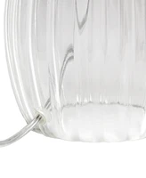 All The Rages 17.63" Contemporary Fluted Glass Bedside Table Lamp with Gray Fabric Shade
