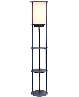 All The Rages Etagere Organizer Storage Floor Lamp with 2 Usb Charging Ports, 1 Outlet