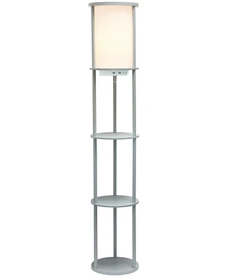 All The Rages Etagere Organizer Storage Floor Lamp with 2 Usb Charging Ports, 1 Outlet