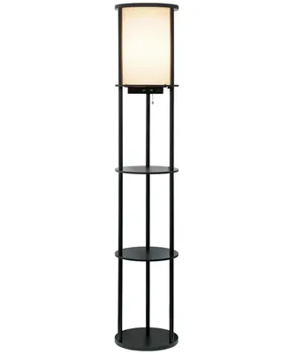 All The Rages Etagere Organizer Storage Floor Lamp with 2 Usb Charging Ports, 1 Outlet