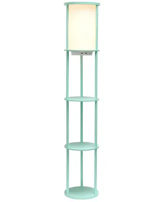 All The Rages Etagere Organizer Storage Floor Lamp with 2 Usb Charging Ports, 1 Outlet