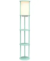 All The Rages Etagere Organizer Storage Floor Lamp with 2 Usb Charging Ports, 1 Outlet