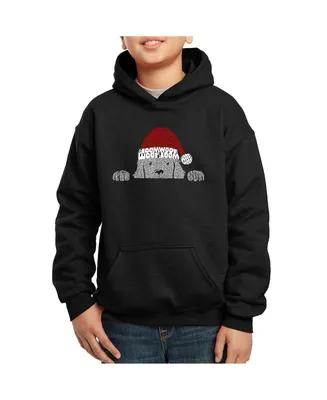 Christmas Peeking Dog - Child Boy's Word Art Hooded Sweatshirt