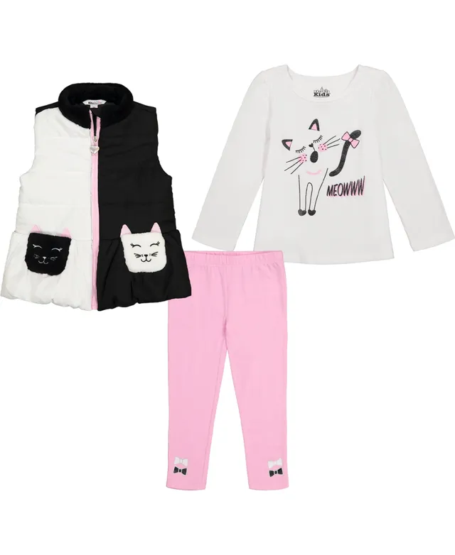 3-Piece Long-Sleeve T-Shirt and Leggings Set for Toddler Girls