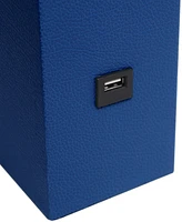 Lalia Home Lexington 21" Leather Base Modern Decor Bedside Table Lamp with Usb Charging Port