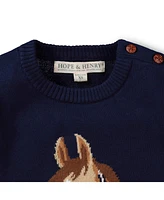 Hope & Henry Girls Horse Intarsia Pullover Sweater