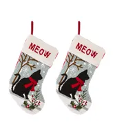 Glitzhome 2 Pack 20" L Hooked Stocking, Cat