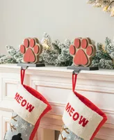 Glitzhome 2 Pack 6.30" H Wooden and Metal Paw Stocking Holder