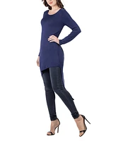 24seven Comfort Apparel Women's Long Sleeve Knee Length Tunic Top