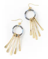 Matr Boomie Kaia Brass Tassel Earrings - Blue Thread Wrapped