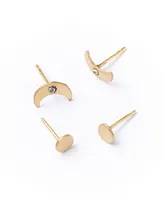 Matr Boomie Ruchi Crescent Moon Tiny Dot Gold Stud Earrings Set of 2