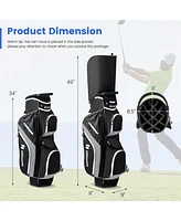 Costway Lightweight Golf Cart Bag with 14 Way Top Dividers 9 Pockets Rain Hood Cooler