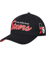 Men's Mitchell & Ness Black Philadelphia 76ers Mvp Team Script 2.0 Stretch-Snapback Hat