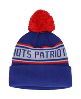 Big Boys and Girls New Era Navy New England Patriots Repeat Cuffed Knit Hat with Pom