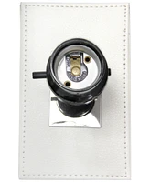 Lalia Home Lexington 21" Leather Base Modern Decor Bedside Table Lamp with White Rectangular Fabric Shade