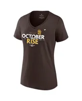 Women's Fanatics Brown San Diego Padres 2022 Postseason Plus V-Neck T-shirt