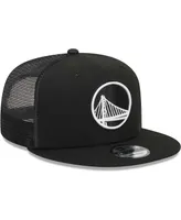 Men's New Era Black Golden State Warriors Evergreen 9FIFTY Trucker Snapback Hat