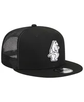 Men's New Era Black Chicago Cubs Cooperstown Collection Trucker 9FIFTY Snapback Hat