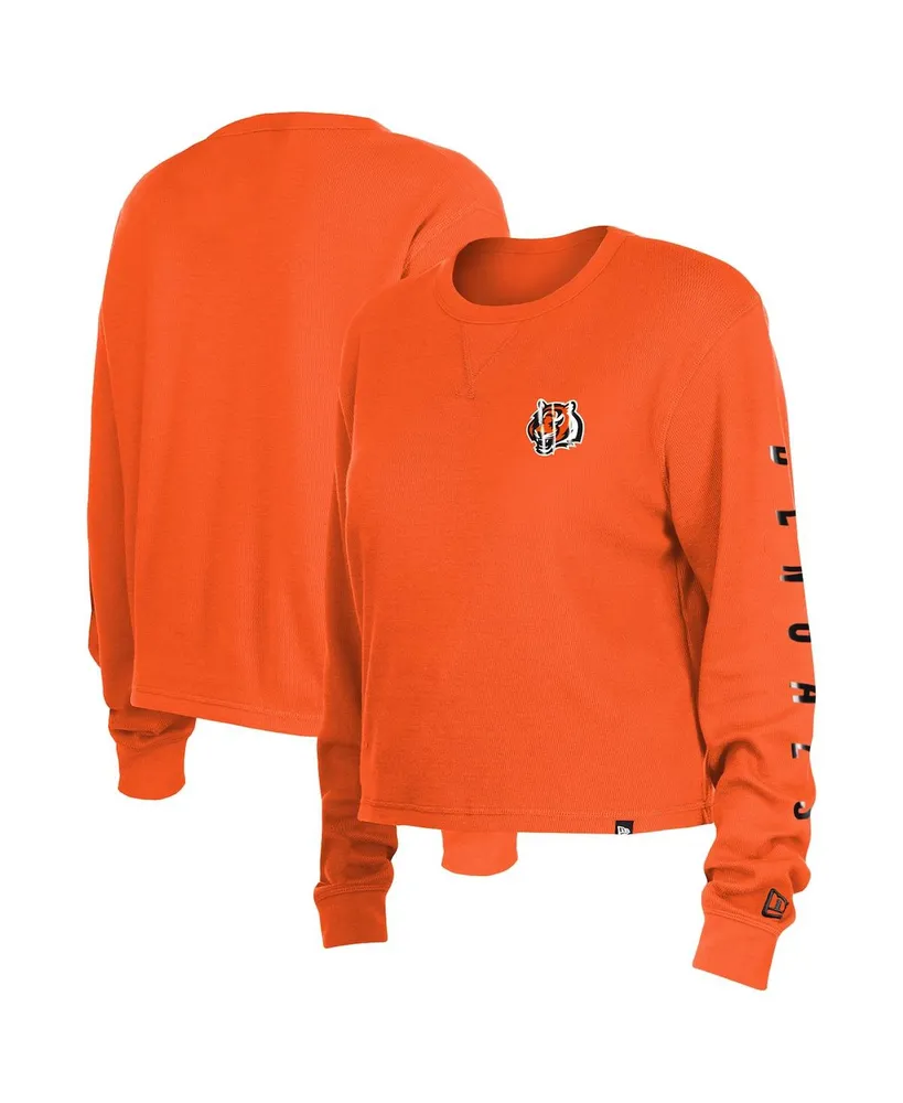 Women's New Era Orange Cincinnati Bengals Thermal Crop Long Sleeve T-shirt