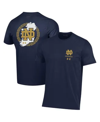 Men's Under Armour Navy Notre Dame Fighting Irish 2023 Aer Lingus College Football Classic Map Performance Cotton T-shirt