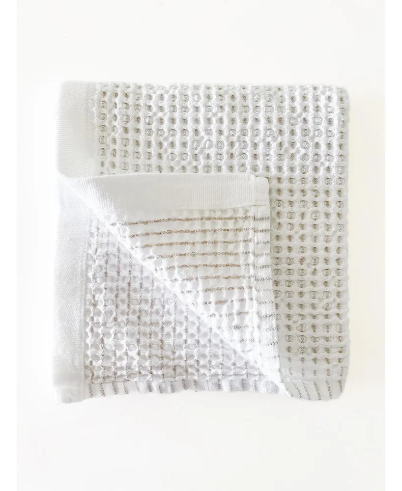 White Cross Dyed Cotton Waffle Hand Towel - Set of 4
