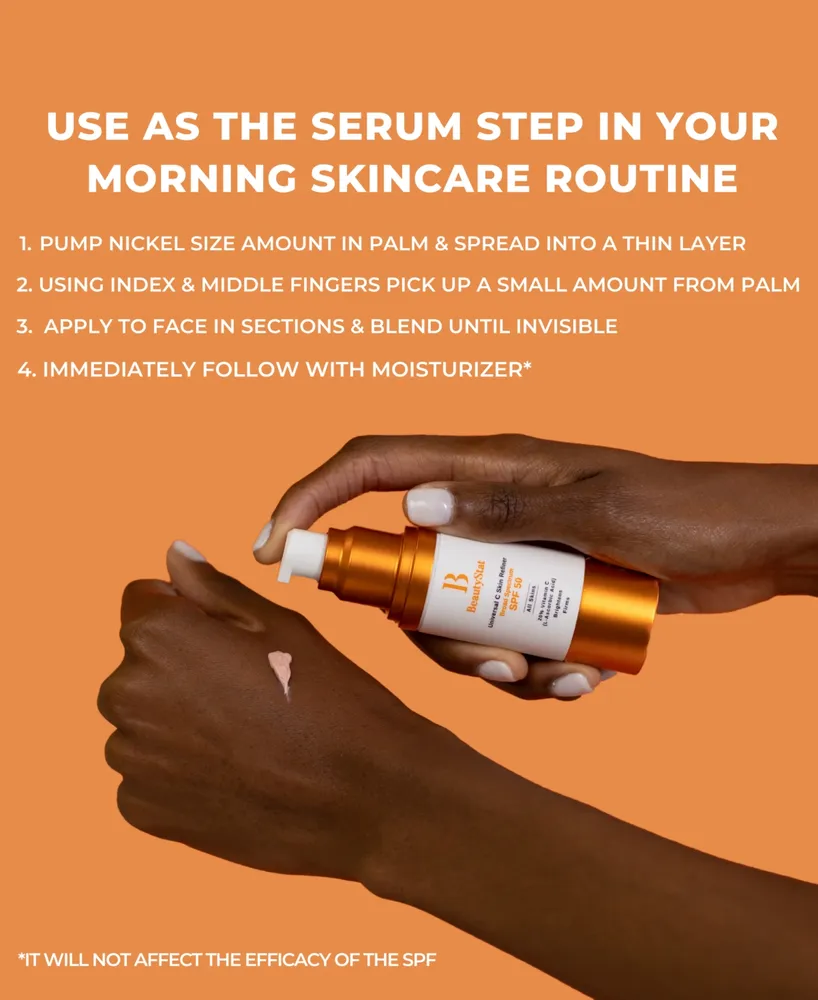 BeautyStat Universal C Skin Refiner 20% Vitamin C Brightening Serum + Spf 50 Mineral Sunscreen, 1oz.