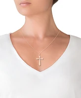 Crystal Cross 18" Pendant Necklace 10k Gold